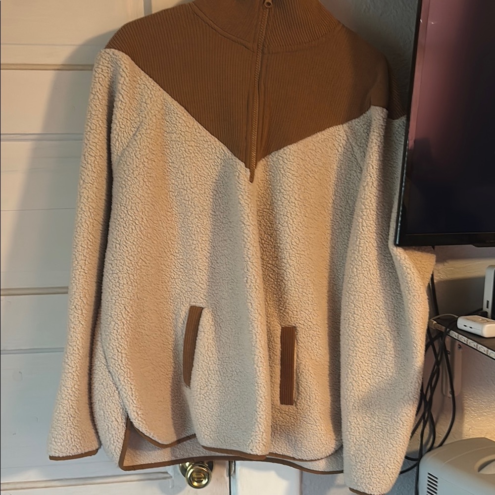 Time and Tru Brown and Cream Teddy Jacket